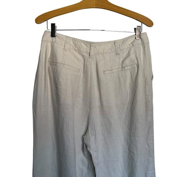 Gap Linen Wide Leg Pleated Trousers High Rise Dress Pants Beige Tan Size 10 - Picture 7 of 10
